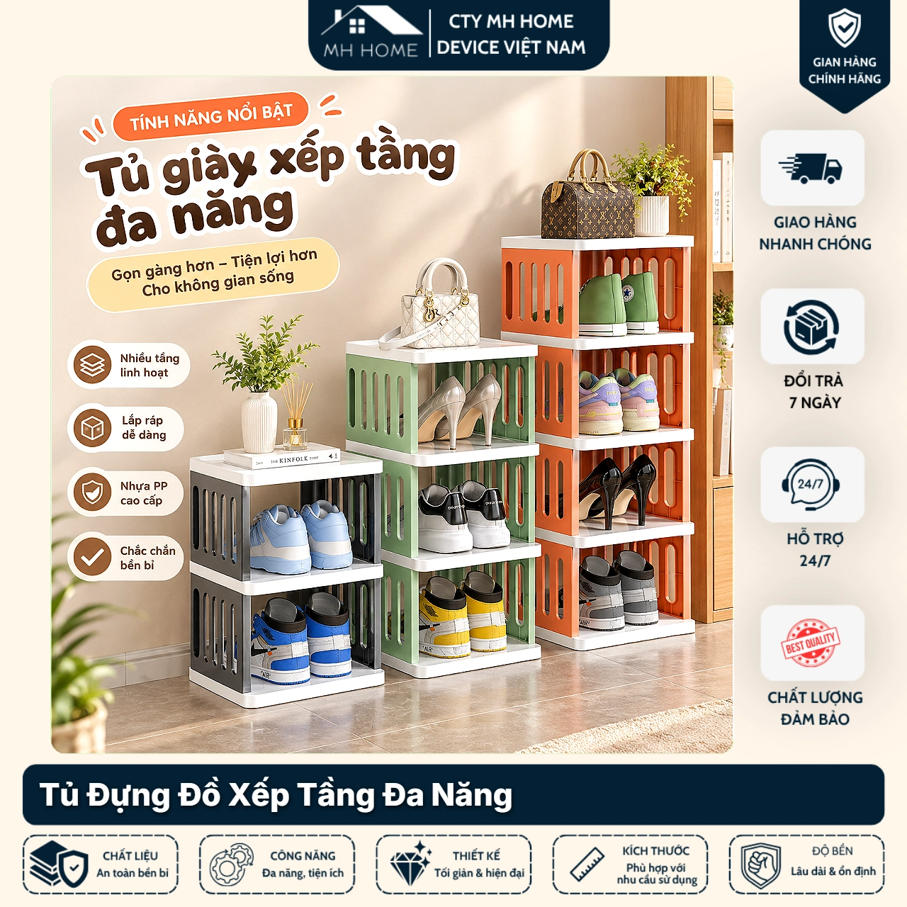 Kệ Dép 5 Tầng Nhựa Cao Cấp Xếp Gọn Tiết Kiệm Diện Tích - Giá Để Giày Dép Nhà Tắm Ban Công Phòng Khách MH